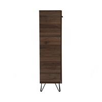 Mueble Multiusos SAMOS de Color Nogal, Diseño Escandinavo, Estructura Metálica, Unidad de Almacenamiento para Sala de Estar, 5+