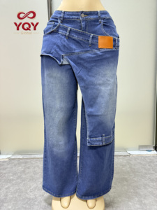 Pantalones <span class=keywords><strong>vaqueros</strong></span> de mezclilla de diseño irregular para <span class=keywords><strong>mujer</strong></span>, de pierna ancha, holgados, <span class=keywords><strong>rectos</strong></span>, transpirables, estilo cargo, para uso urbano - Product Image 4