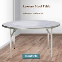 Tables de restauration rotatives encastrées rondes en acier inoxydable brossé, modernes et luxueuses, pour hôtel, maison, restaurant, cantine, villa