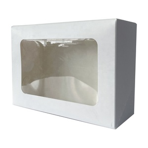 Có thể gập lại bánh Trắng bánh cưới giấy hộp phẳng với cửa sổ nướng hộp đóng gói quà tặng cho bánh ngọt Cookie Bánh hộp giấy - Product Image 3