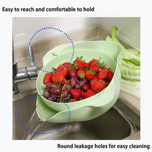 Colador de cocina giratorio flexible de doble capa sin BPA, colador de ensalada de PP de grado alimenticio, colador con flujo de agua - Product Image 3