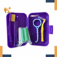 Kit de soins orthodontiques en plastique, produits d'hygiène buccale multi-usages, brosse interdentaire, 4 pièces multicolores pour l'alignement des dents