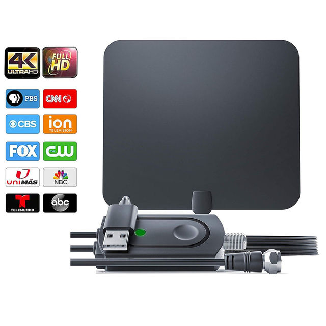 Crystal Clear 4K UHD Thin Film Digital Indoor Antenna HDTV VHF UHF Amplified TV