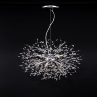Lustre carré en cristal chromé D38cm G9x8 (ampoules non incluses) cristal transparent, métal chromé, salon