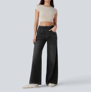 <span class=keywords><strong>Jeans</strong></span> a Vita Alta Personalizzati con Elastico in Vita, Vestibilità Lusinghiera e Snellente, Pantaloni in Denim a Zampa d'Elefante per Donna con Silhouette Eccellente - Product Image 4