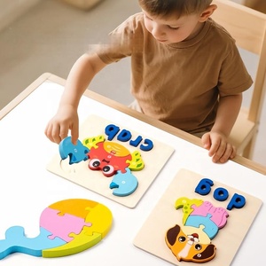 Houten dierenpuzzel Alfabetleerspeelgoed Montessori Matching Game Voorschoolse educatieve vormherkenningsactiviteit Kindercadeau - Product Image 5