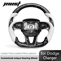 Volant en fibre de carbone pour Dodge Challenger Charger RT Durango SRT Scat Pack 392 Super Bee Jeep Trackhawk