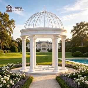 Pavillon de jardin moderne en pierre naturelle, grande rotunde en marbre pour mariage, dôme en fer, vente en gros, OEM - Product Image 4