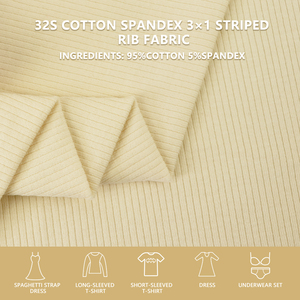 Tela de punto elástica en dos direcciones de algodón y spandex 32S con rayas 3x1, 175 cm de ancho, 250 g/m², para camisas, camisetas y camisetas básicas. - Product Image 2
