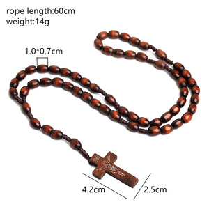 Prezzo di fabbrica rosario 59 perline di legno collana di rosario <span class=keywords><strong>in</strong></span> legno religioso con ciondolo crocifisso intrecciato a <span class=keywords><strong>corda</strong></span> fatta a mano - Product Image 6