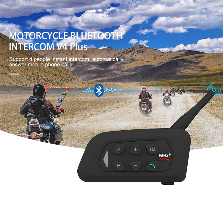 EJEAS Vnetphone V4 Motorcycle Bluetooth Intercom for 4 Rider Helmet Bluetooth Intercom