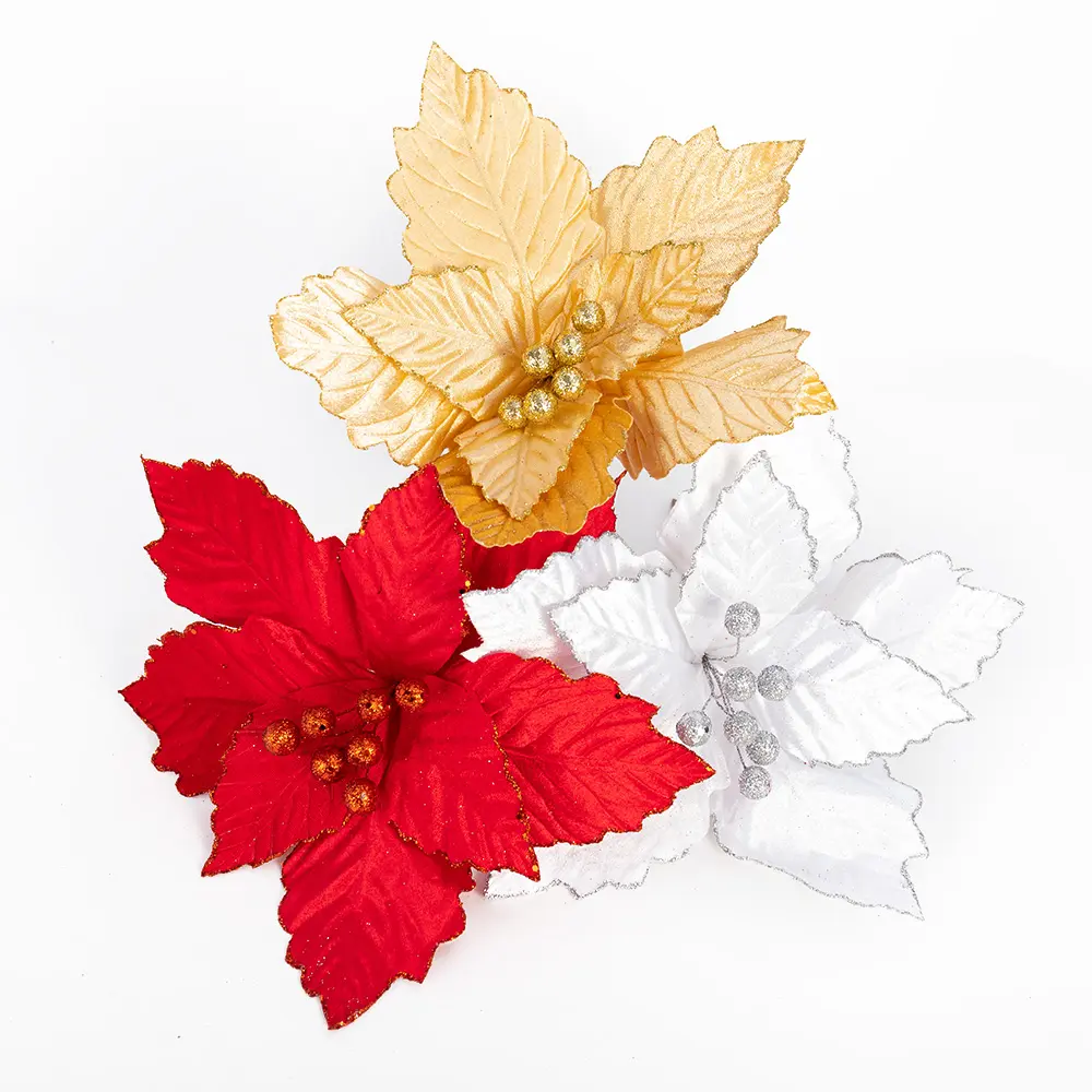 Bunga Hias Warna-warni Buatan untuk Dinding Pernikahan Dekorasi Bunga Natal Musim Gugur untuk Pohon Natal