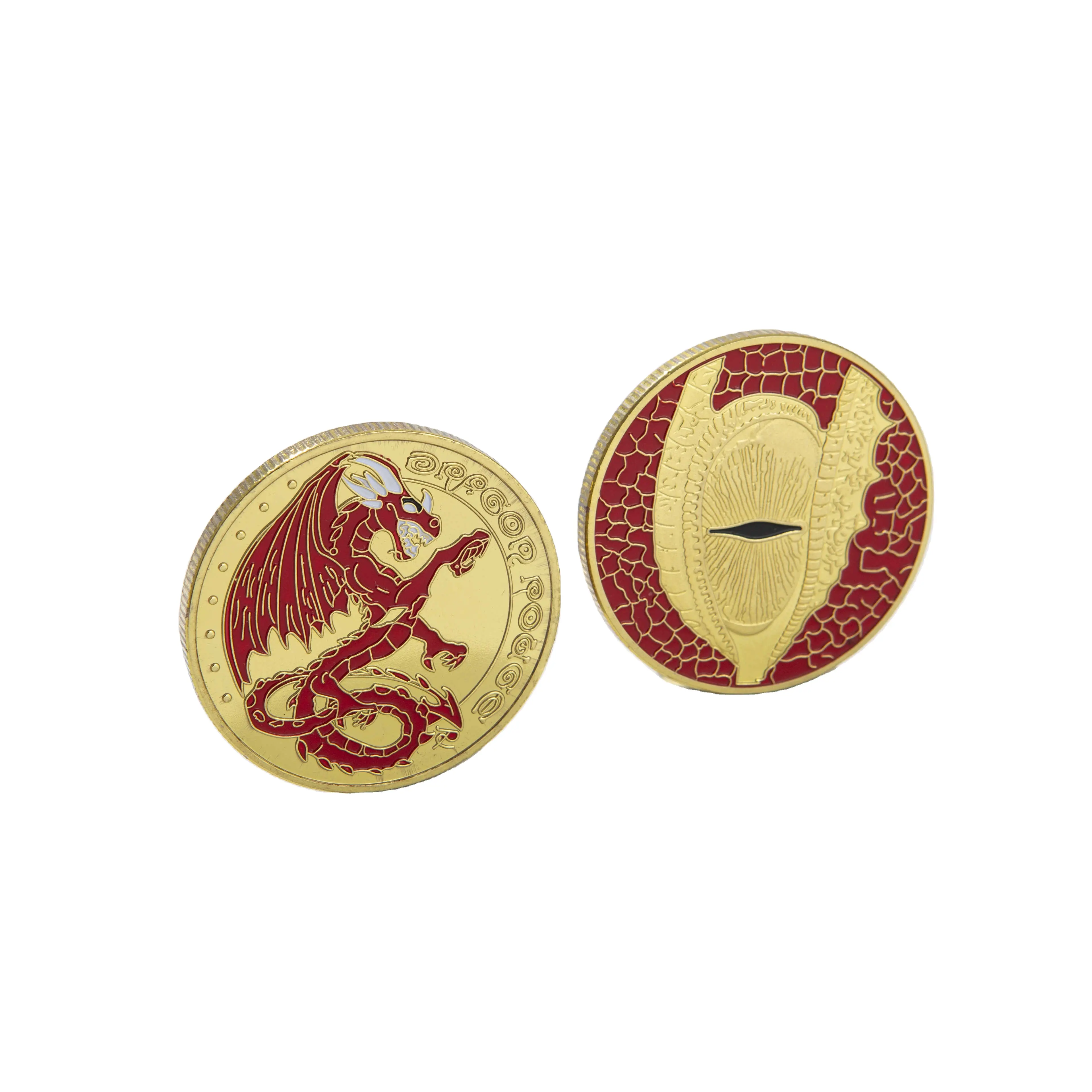 Leveren Buitenlandse Souvenirs Reliëf Kleur Gestippelde Verf Medaillons Metalen Badges Verzamelaar Munten Geluksmunten Mode Geschenken