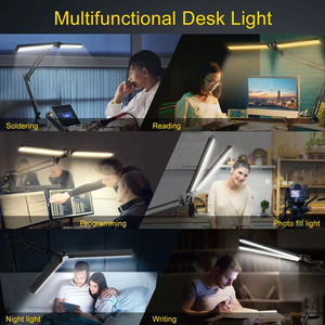 10-stufig dimmbare Tischlampe mit 3 Farben und doppeltem Schwenkarm, <span class=keywords><strong>Klavierlampe</strong></span> zum Lesen im Büro - Product Image 6