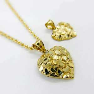 11mm ve 25mm gerçek altın kaplama 14K altın Nugget pirinç takı tasarım kalp kolye <span class=keywords><strong>Hip</strong></span> Hop tarzı erkekler için, kadınlar, ve çocuklar - Product Image 1