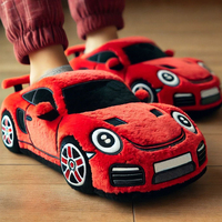Pantoufle en forme de voiture de course neutre bonne texture coton pantoufles chaudes confortables pour l'été automne course d'hiver