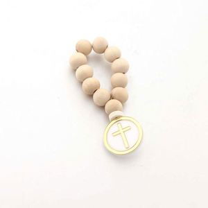 Pulsera de cuentas de madera para la oración de la Comunión |   Adecuado como regalo para los invitados durante las ceremonias de bautismo - Product Image 1