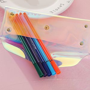 Hình Ba Chiều Rõ Ràng Túi Mỹ Phẩm Tùy Chỉnh Trong Suốt <span class=keywords><strong>Snap</strong></span> Nút Óng Ánh Trang Điểm Túi Hologram PVC Trang Điểm <span class=keywords><strong>Pouch</strong></span> - Product Image 5