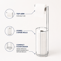 Support de papier toilette autoportant en métal personnalisé avec rangement pour 3 rouleaux, organisateur de salle de bain, fabricant OEM ODM