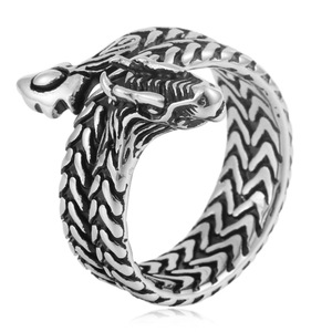 yunnique <b>Snake</b> <b>Ring</b> Unisex <b>Silver</b> Gold Accent Animal Zodiac Design Fashion Jewelry Gift - Product Image 4