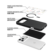 Coque de téléphone AG Feeling Black Edge avec motif chien vague dorée pour iPhone 17, 17 Pro Max, 16 Pro, 15 – Coque magnétique