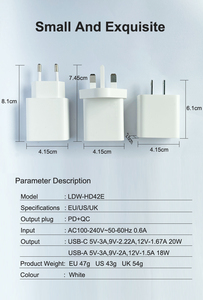 Adaptateur secteur USB 20W 5V 2.4A 3A à <span class=keywords><strong>prix</strong></span> avantageux, chargeur mural UE US UK 3 broches, adaptateur de charge rapide pour téléphones portables, appareils photo - Product Image 4