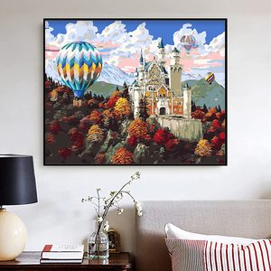 40x50 cm pintura por números adultos hermoso castillo globo aerostático imagen DIY paisaje pintura al óleo sobre <span class=keywords><strong>lienzo</strong></span> conjunto - Product Image 2