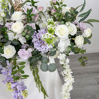 Décoration florale artificielle de mariage en plein air personnalisée DKB, couleurs violet et blanc, pour allées et rangées