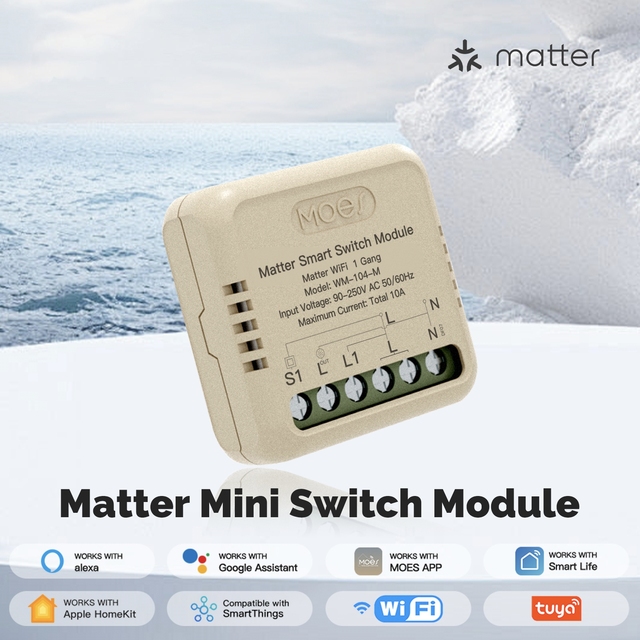 Universal Smart Relay Module Tuya Matter WiFi 220V 10A Dimmer Switch LED Light Control Work With Alexa Google Home App