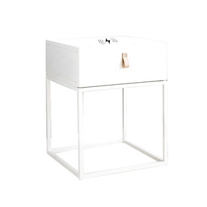 Modern White <strong>Compact</strong> <strong>Bedside</strong> <strong>Table</strong> with Wireless Charger Beautiful Nightstand for Bedroom for Apartment Use - Product Image 1