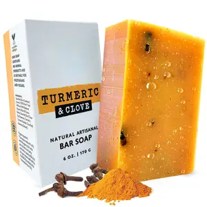 Barre de savon au curcuma et au miel pour tous les soins de la peau naturels et faits à la main avec de la poudre de curcuma biologique