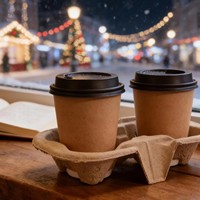 Supports à café jetables en bagasse biodégradable pour 2 tasses, plateaux portables à emporter pour cafés et restaurants