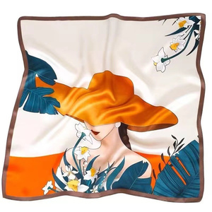 Foulard carré en satin de soie imprimé sur mesure de 50 cm pour femme, accessoire de luxe rose à motif floral pour cheveux et sac - Product Image 6