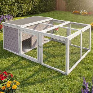 Gallinero Rectangular de Madera de Lujo, Corral para Conejos, Conejeros y Conejillos de Indias para Exteriores, 61.5" L x 40.9" W - Product Image 1