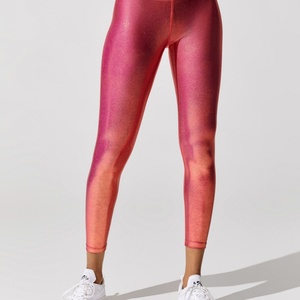 Pantalons de yoga à compression haute taille pour femmes, leggings brillants en cuir PU - Product Image 3