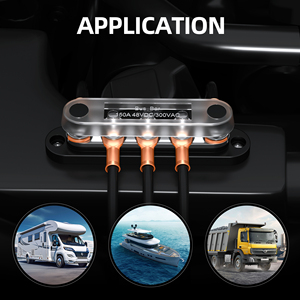บล็อกจ่ายไฟทองแดงแบบแท่งขนาดใหญ่ 150A 12V พร้อมขั้วต่อ M6 ขนาด 1/4 นิ้ว 5 ช่อง สำหรับระบบยานยนต์ทางทะเล - Product Image 6