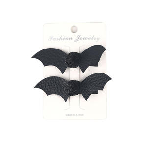 Épingles à cheveux pour enfants Aile de chauve-souris noire Pinces à cheveux Bling Glitter Black Bat avec Spider Ghost Dress <span class=keywords><strong>up</strong></span> Costume Halloween Hair Bow - Product Image 5