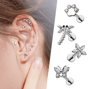 Anting-anting <span class=keywords><strong>titanium</strong></span> tanpa ulir Toposh ASTM F136 bentuk capung kupu-kupu untuk tindik tragus, conch, helix, daith, model tetesan air, perhiasan tubuh. - Product Image 4