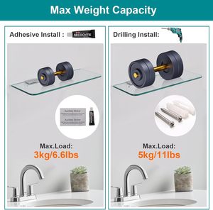 Estantes de Ducha Flotantes de Vidrio Templado para Baño, Modernos, Esquineros, Resistentes, Acabado Cromado, Ecológicos, Garantía de 3 Años, Sin Perforación - Product Image 6