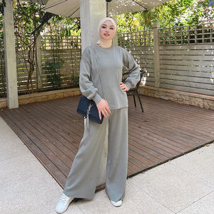 Completo a Due Pezzi in Maglia Stile Arabo Musulmano, Moda Dubai Turca, Abiti Kaftan per Donne, Abbigliamento Islamico - Product Image 6