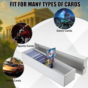Boîte de rangement pour cartes à collectionner Case Ball avec couvercle, en carton ondulé blanc, pour cartes de sport TCG horizontales - Product Image 3