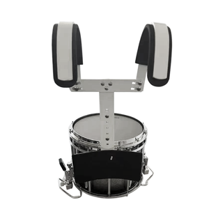 Tambor Metálico de Marcha de Alta Tensión con Herrajes Cromados, Parche <span class=keywords><strong>EVANS</strong></span> y Soporte Blanco Ajustable para Práctica de Bandas y Filas de Tambores - Product Image 2