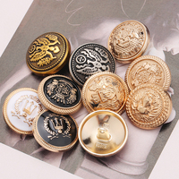 Boutons ronds tendance avec tige en alliage de zinc pour blazer, pull, manteau, veste pour hommes et femmes, lavables à sec