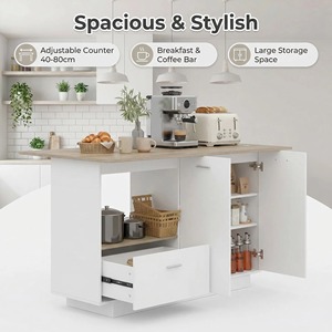 Isla de Cocina de Diseño Versátil con Armario y Lámparas Ajustables, Mueble Buffet con Encimera - Product Image 2