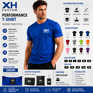 XH CUSTOM Men's Performance <b>T</b>-Shirt Short Sleeve Quick Dry Breathable Lightweight Stretch Fabric Sporty O-Neck Slim Fit - Product Image 3
