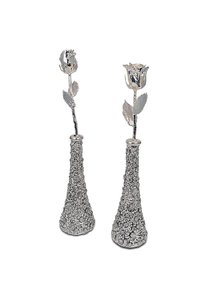 Moderno Florero Plateado Hecho a Mano con Diseño de Rosas, Lujoso Adorno Decorativo para el Hogar, Colección de Artículos de Regalo para Mesa - Product Image 6