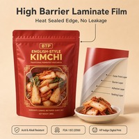 Sachet Doypack en gros avec fenêtre transparente et fermeture éclair, réutilisable, résistant à l'humidité, pour l'emballage alimentaire de kimchi, snacks et noix