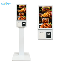 Kiosque en libre-service tactile capacitif 23,8/27/32 pouces avec imprimante et lecteur de carte de crédit pour la commande, la navigation des menus pour les restaurants de restauration rapide et les cafés