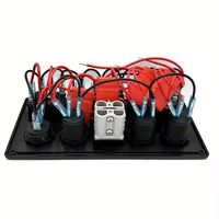 Panneau d'interrupteurs à bascule 4 voies étanche et pré-câblé 12V 24V avec prise allume-cigare USB et doubles prises d'alimentation