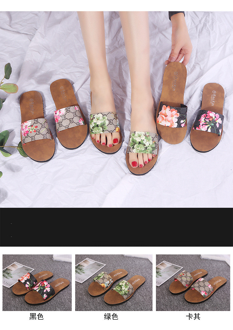 2021 Summer Cork Slippers Beach Flat Slides Shoes Plus Size Casual Sandals Non-slip Platform Slippers